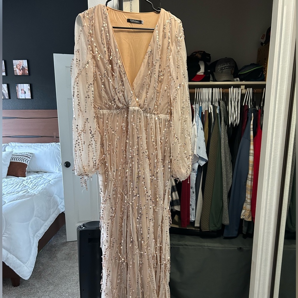 Gold sequin maxi dress